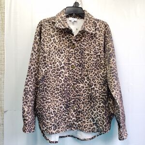Urban Daizy Women's Leopard Denim Canvas Shirt Jacket Size M